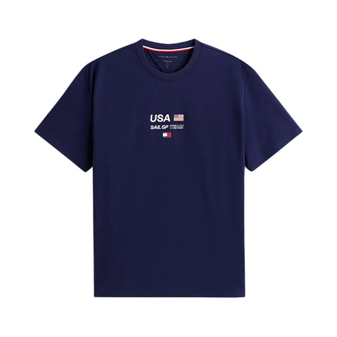 T-shirt Uomo a tinta unita, in tessuto tecnico, con logo U.S. Sail GP Team